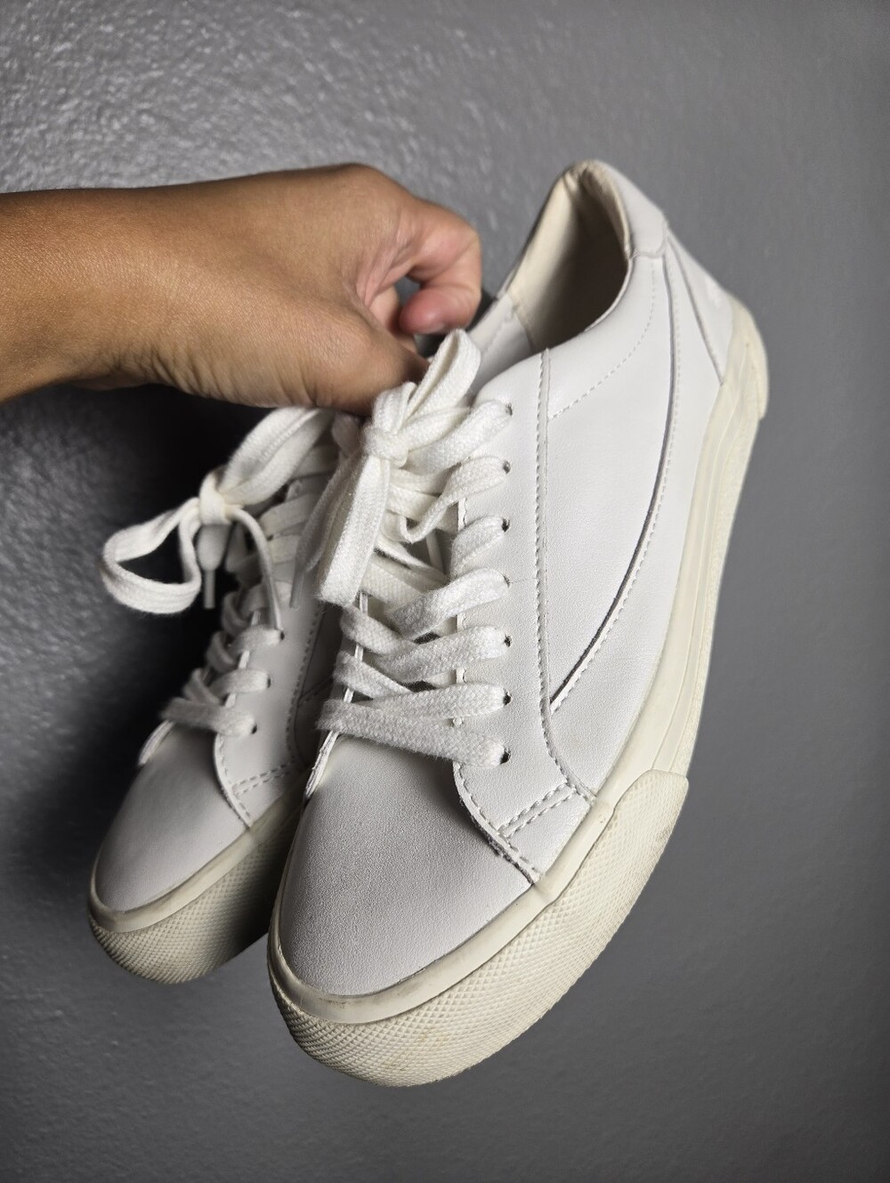 Madewell Sidewalk Low-Top Sneakers In White Leather Size 7